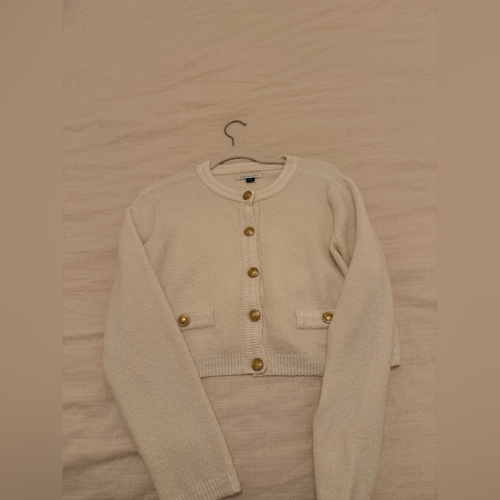 Cream Cardigan with Gold Buttons